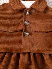 Baby Girls Corduroy Coat & Dress Set Fall Winter Outwear 2pcs