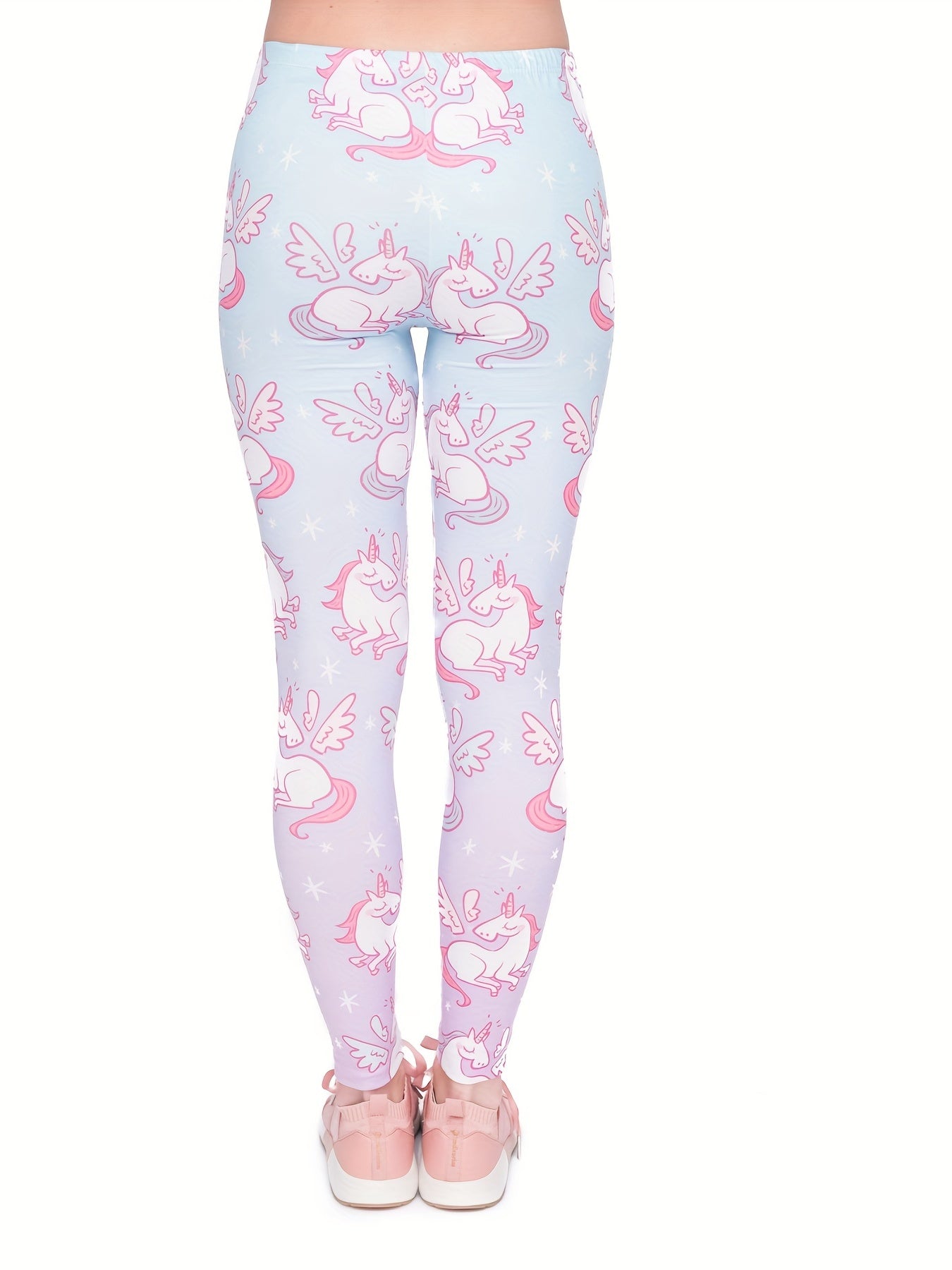 Gradient Unicorn Print Leggings High Waist Slim Long Length