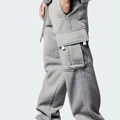 Men's Straight Leg Fleece Cargo Pants for Winter
