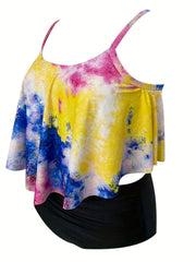 Tie Dye Halter Neck Swimsuit Set Women's Beach Swimsuit 2 Pcs Set