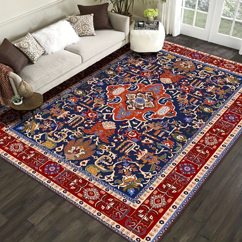 Vintage Boho Area Rug Stain Resistant Non Shedding Floral Mat