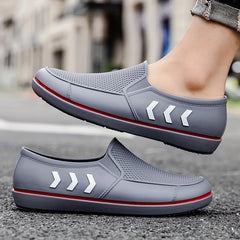 Men's Waterproof Slip On Low Top Rain Boots for Outdoor Activities