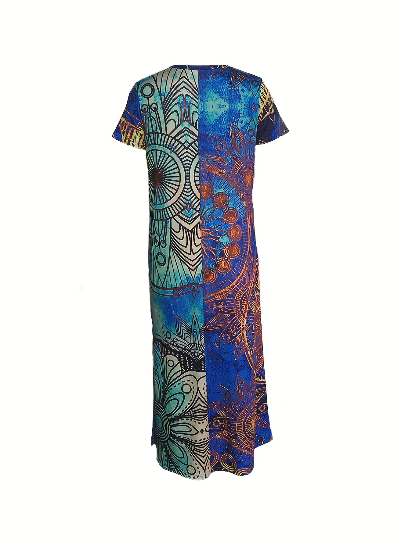 Vintage V Neck Maxi Dress Women's Clothing
