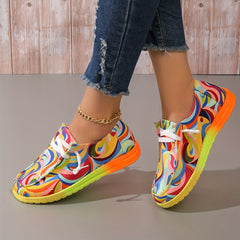 Women's Abstract Canvas Shoes Casual Lace Up Outdoor Shoes