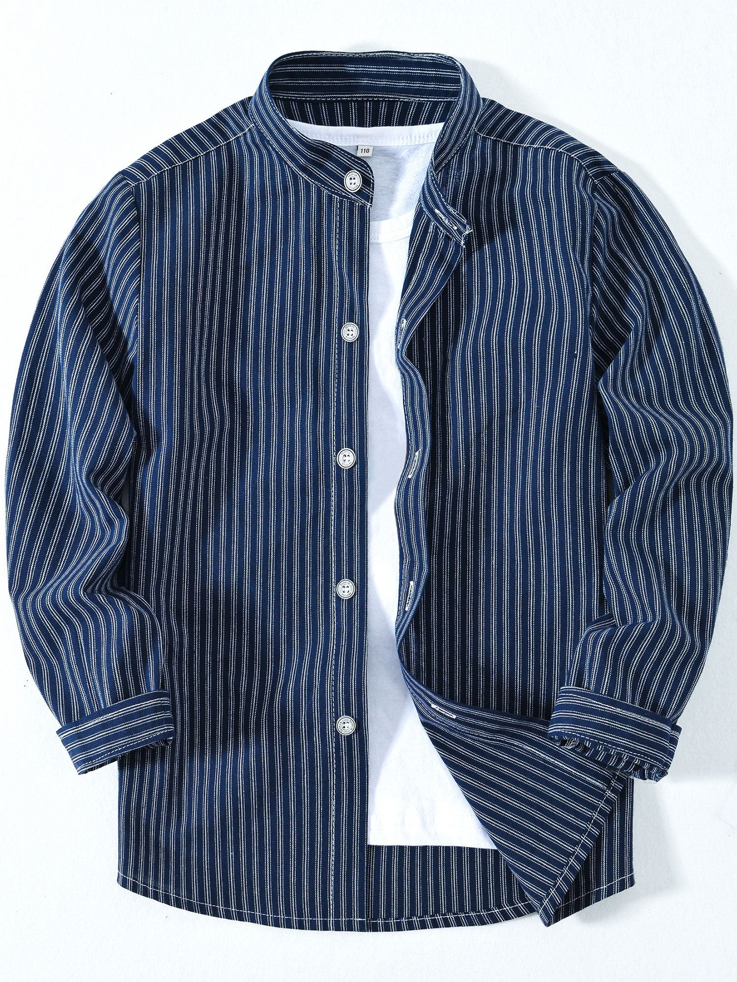 Boys Striped Casual Long Sleeve Lapel Shirt