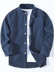 Boys Striped Casual Long Sleeve Lapel Shirt