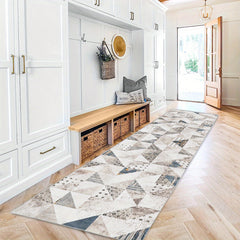 Geometric 2'X10' Runner Rug Abstract Laundry Room Stain Resistant Kitchen Mat
