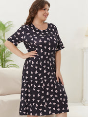 Heart Print Short Sleeve Tee Sleep Dress