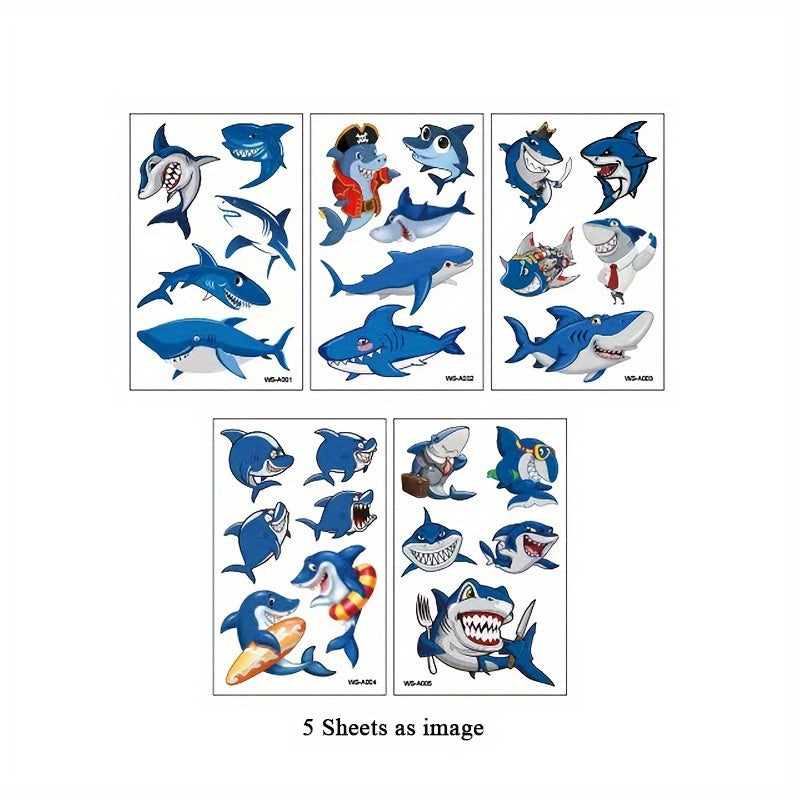 Herbal Tattoo Stickers Waterproof Shark Pattern Series Set