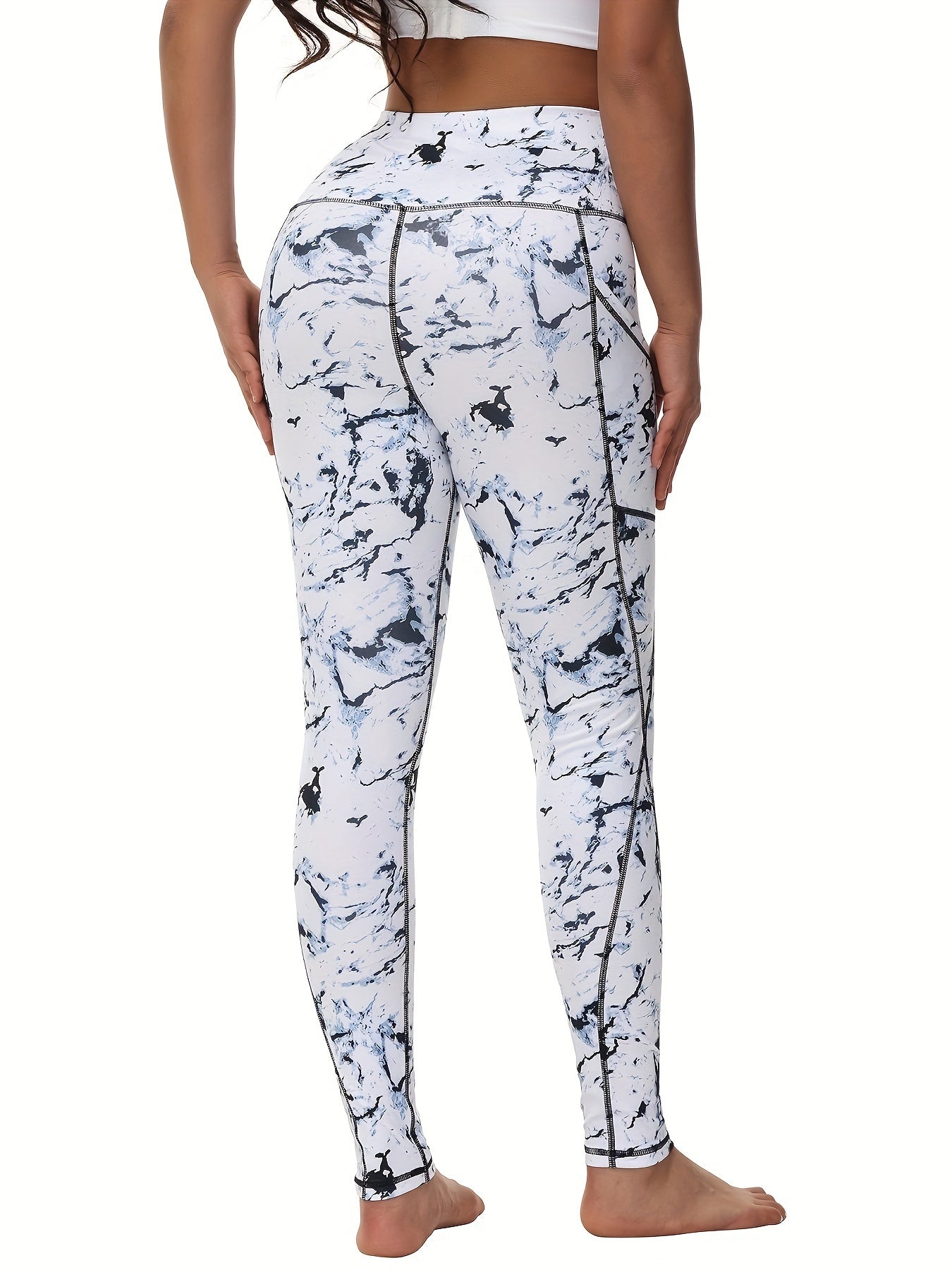 High Waist Sports Leggings Tummy Control Printed Pants for Women