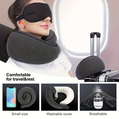 Memory Foam Travel Pillow Comfortable & Breathable Cover Machine Washable