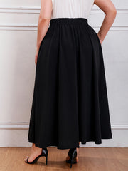 Solid High Rise Maxi Skirt with Pockets