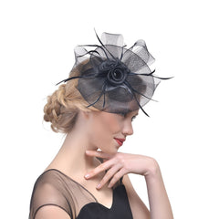 Bride's Feather Hair Ornament Wedding Flower Cocktail Hair Clip