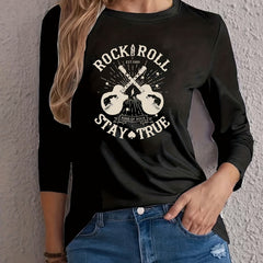 Women's Guitar Print Long Sleeve Tee