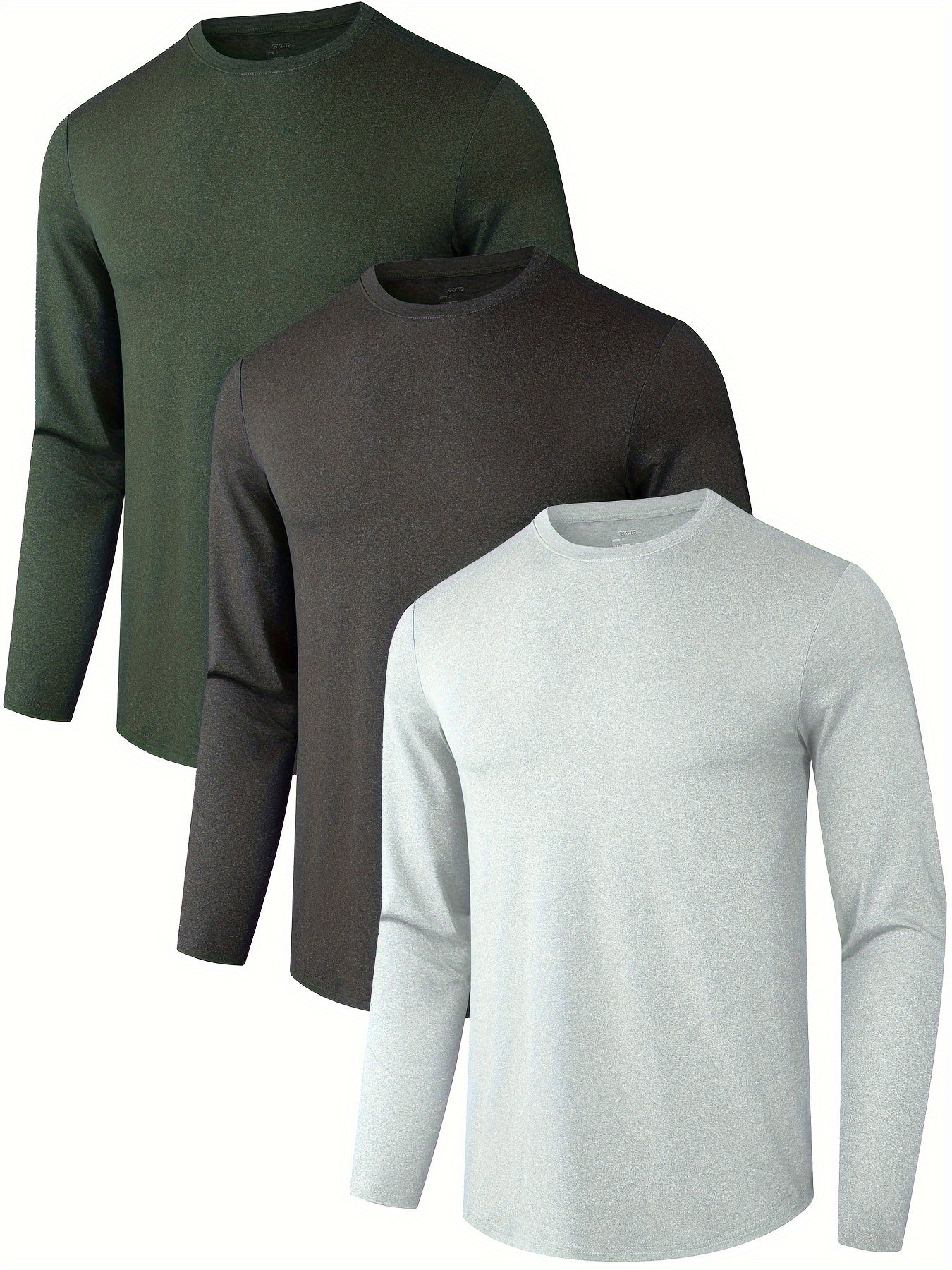 3pcs Mens Quick Dry Long Sleeve T Shirt Moisture Wicking Casual Workout