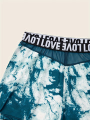 Letter Print Pajama Set Tank Top & Shorts Women's Sleepwear
