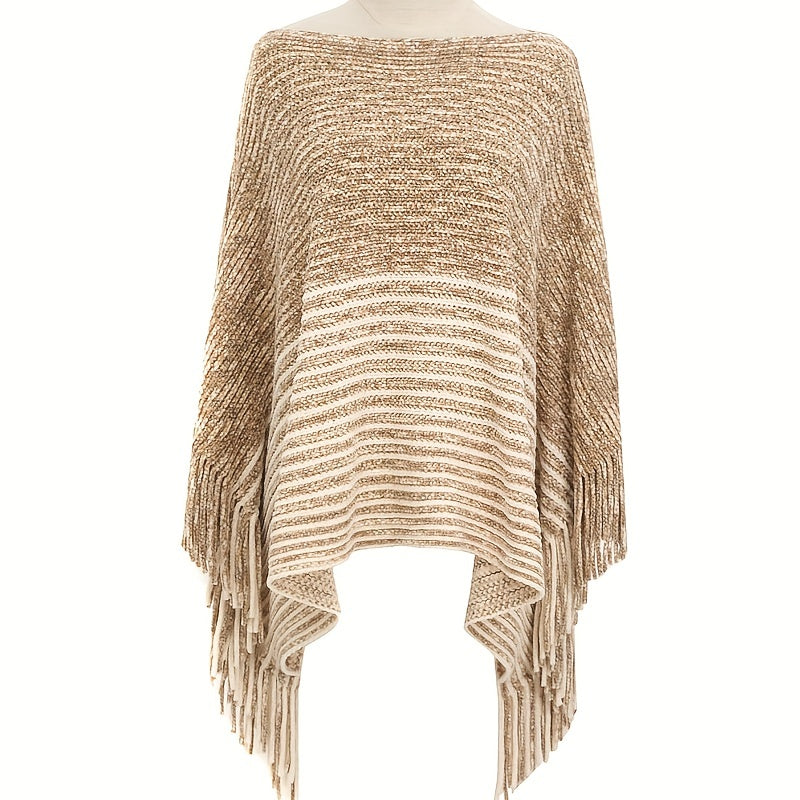 Fringe Shawl Large Split Shawl Wrap Warm Windproof Shawl Cape For Women