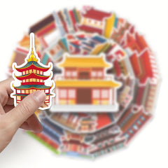 50pcs Chinese Ancient Architecture Mortise And Tenon Stickers