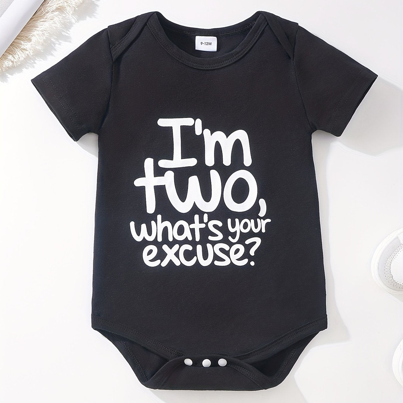 Baby Boy Casual Cotton Bodysuit - I'M TWO WHAT'S YOUR EXCUSE