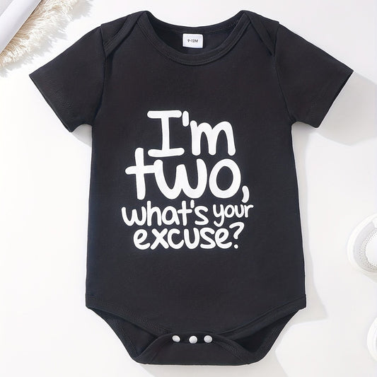 Baby Boy Casual Cotton Bodysuit - I'M TWO WHAT'S YOUR EXCUSE