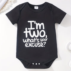Baby Boy Casual Cotton Bodysuit - I'M TWO WHAT'S YOUR EXCUSE