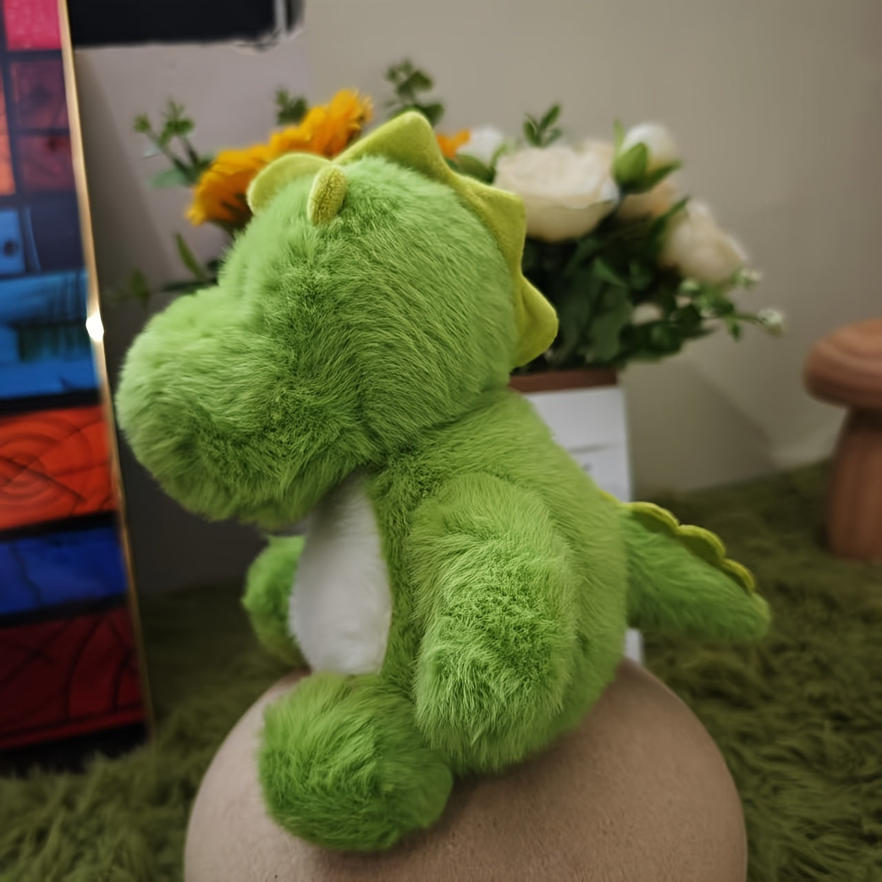 Green Dinosaur Plush Toy Bead Filled Stuffed Animal Dino Doll