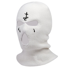 3-Hole Embroidery Mask Hat Outdoor Sunscreen Warm Beanie