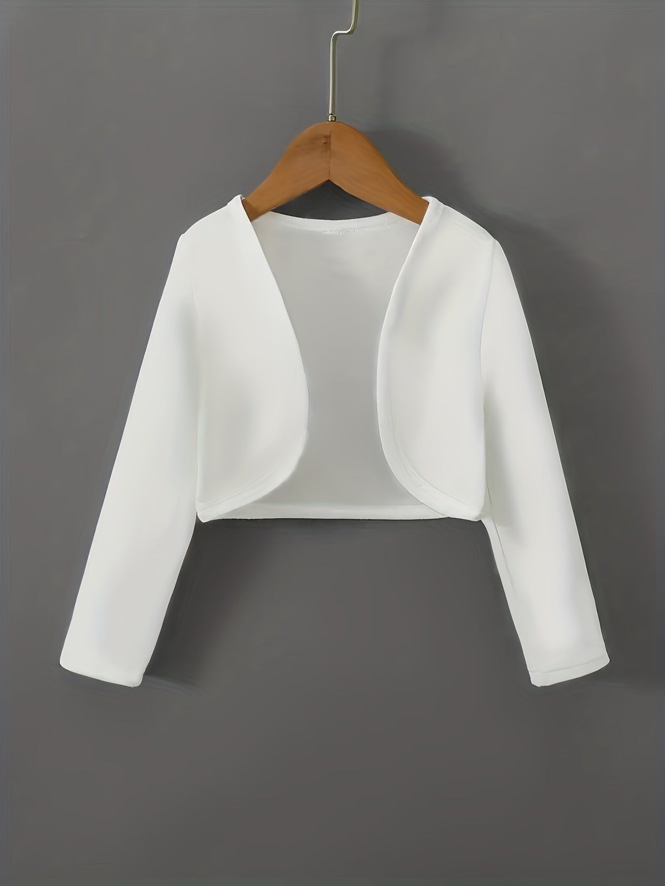 Solid Open Front Blazer Casual Long Sleeve Crop Blazer Women's Clothing