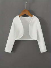 Solid Open Front Blazer Casual Long Sleeve Crop Blazer Women's Clothing