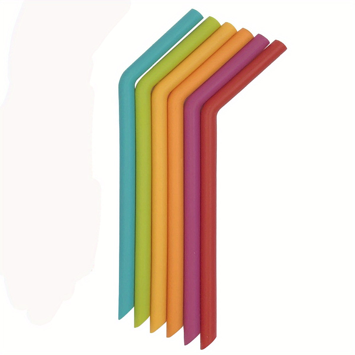 6pcs Rainbow Silicone Straws Large Straight Fine Reusable Straws