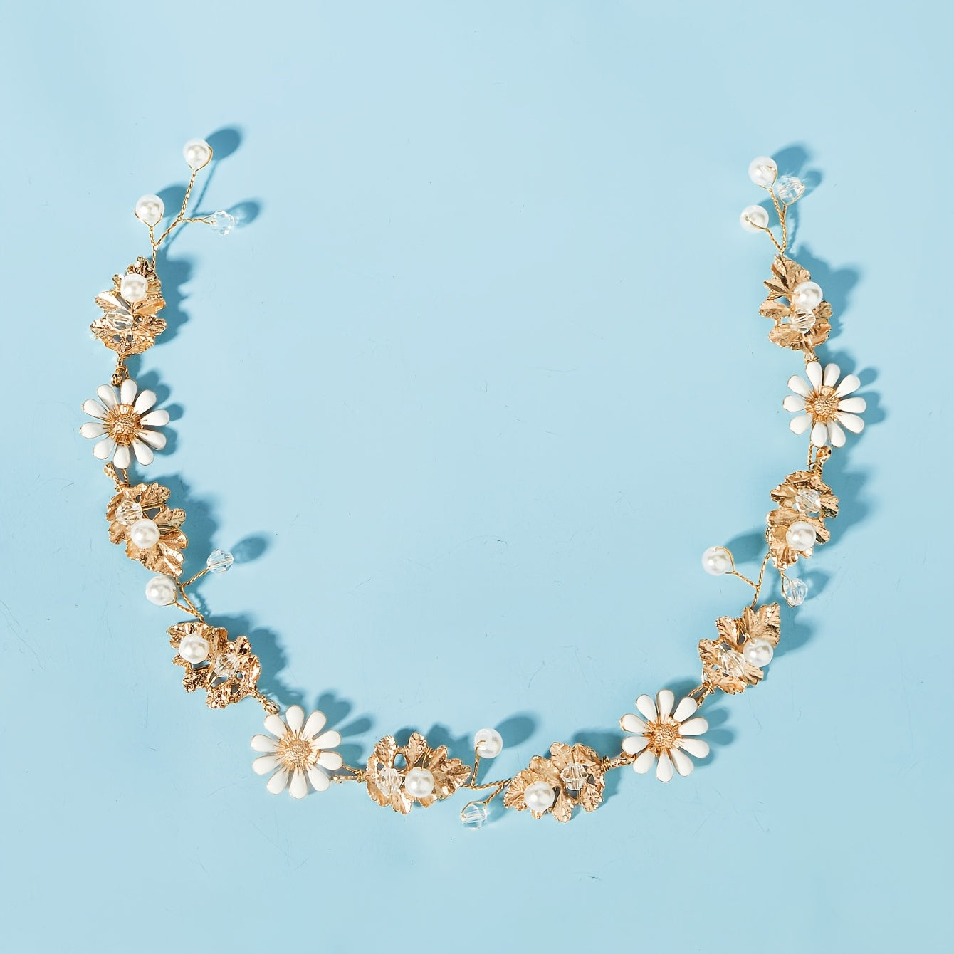 Golden Leaf Flower Bridal Headband Wedding Hair Piece
