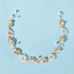 Golden Leaf Flower Bridal Headband Wedding Hair Piece