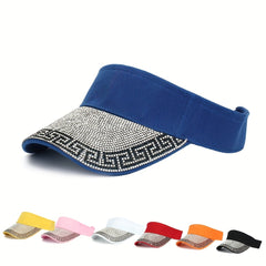 Geometric Rhinestone Visor Hat Solid Sun Hat Casual Golf Baseball Cap