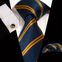 Classic Necktie Pocket Square And Hanky Cufflinks Set For Men