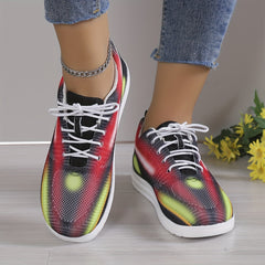 Abstract Print Sneakers Lace Up Low Top Mesh Shoes