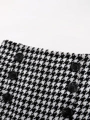 Girls Cold Shoulder Long Sleeve Top Houndstooth Skirt Set