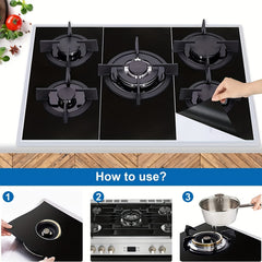 3pcs Gas Stove Burner Covers Reusable Teflon Protector Mat