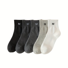 5 Pairs Letter Print Socks Women's Stockings & Hosiery