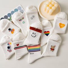 10 Pairs Women's Academic Style Crew Socks & Hosiery