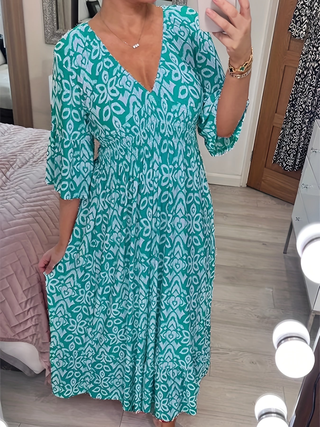 Floral Print V Neck Maxi Dress Plus Size