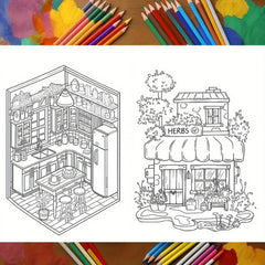 City Coloring Book for Adults - 21 Pages of City Themed Illustrations