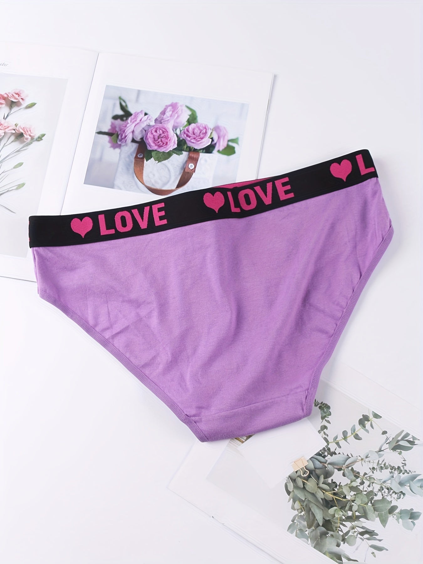 6 Pack Plus Size Romantic Panties Set Women's Plus High Waist
