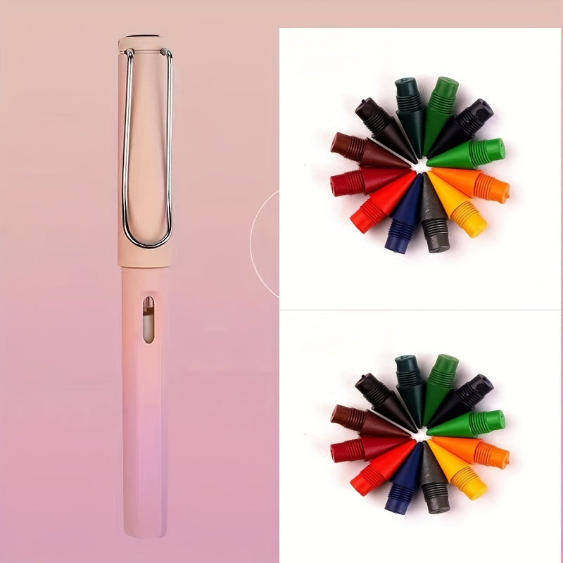 Cherry Pink Pen With 36 Tips Eternal Pencil Technology for Writing Sketching
