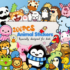 200pcs Animal Stickers Pack Water Bottles Skateboards Notebooks Laptop Stick