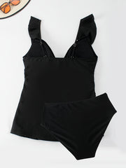 Ruched V Neck Tankini Set