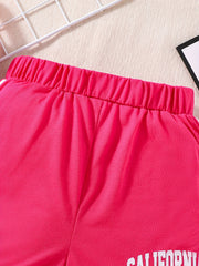 Girls Red California Print Shorts for Summer