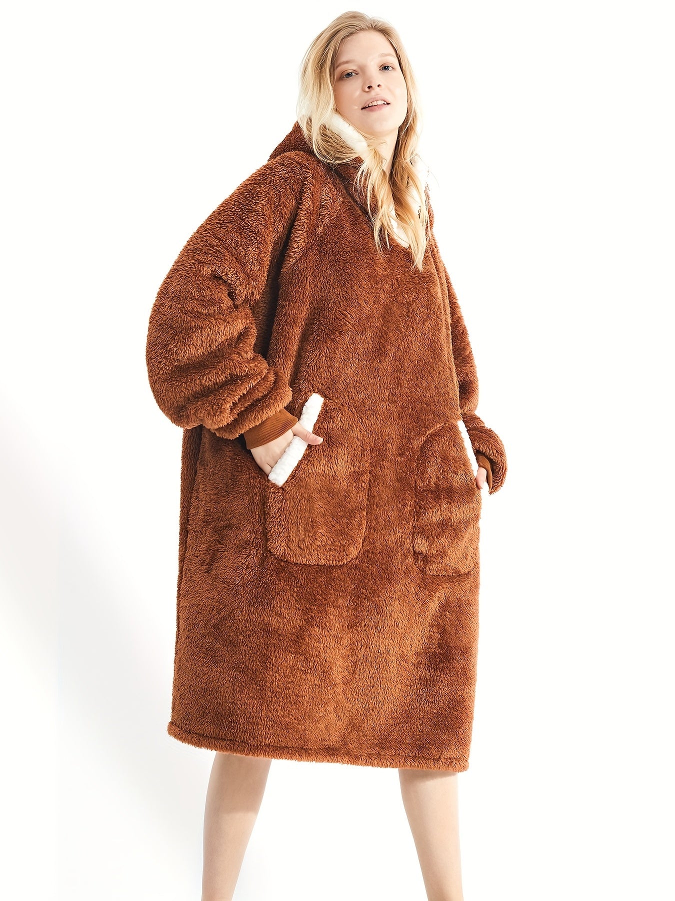 Women's Oversized Wearable Blanket with Pocket