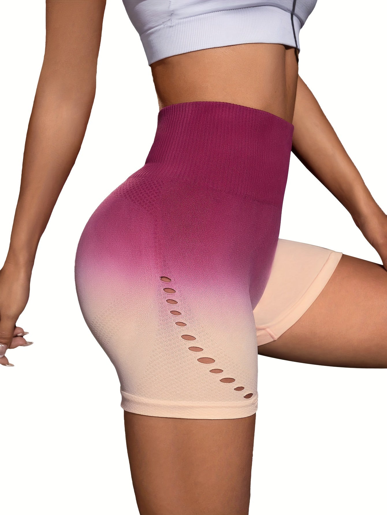 Gradient High Waist Cutout Legging Shorts
