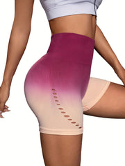Gradient High Waist Cutout Legging Shorts