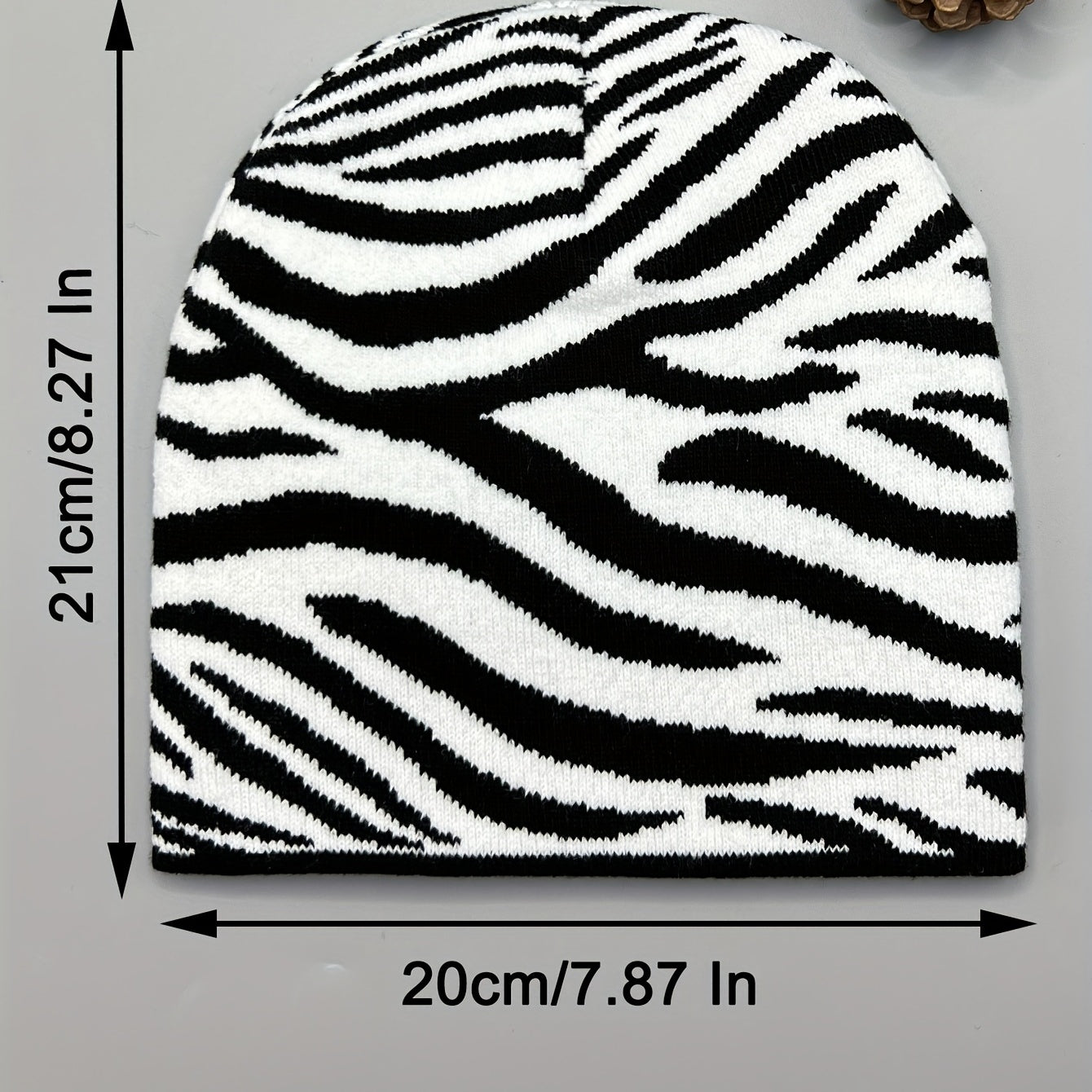 Cow Pattern Beanie Striped Knit Hat Unisex Couple Skull Cap